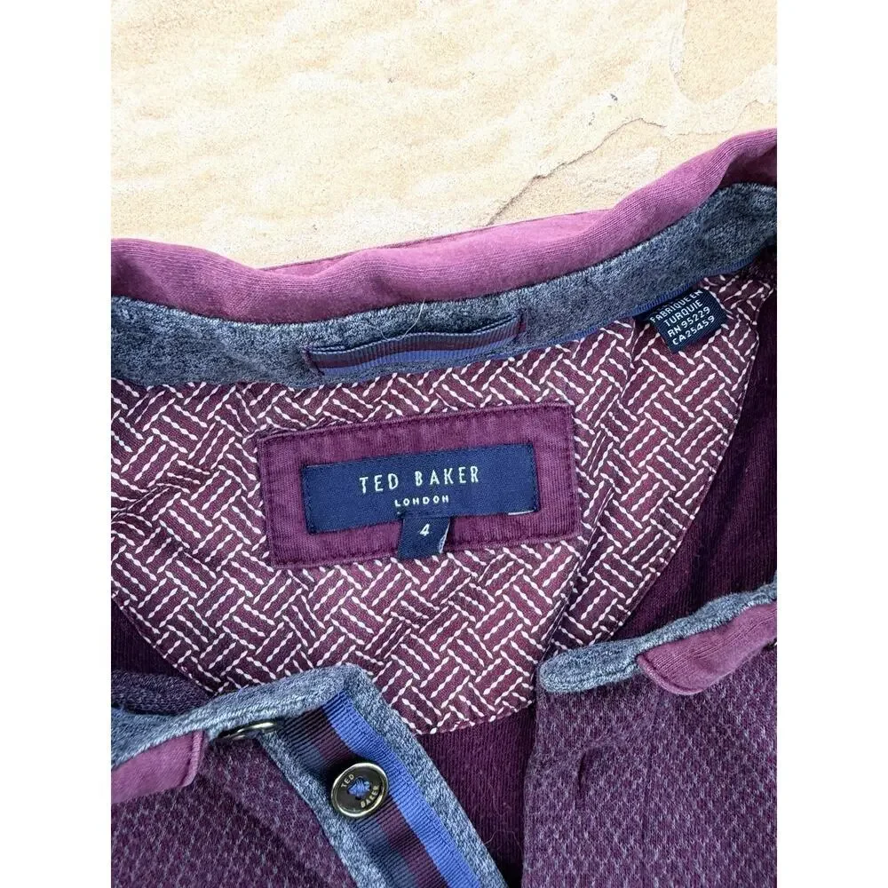 Ted Baker Men's 5 US XL Burgundy Long Sleeve Knit Polo Shirt Top